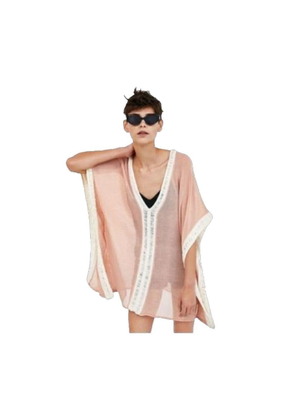 Zara Pink Knitwear Oversized Tunic Coverup Sweater